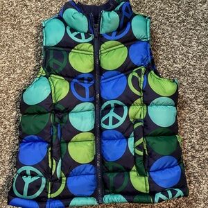 Old Navy Blue and Green Puffer Vest kids size small
